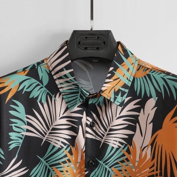 Black Mens Button Up Tee Shirt - Picture 7 of 7